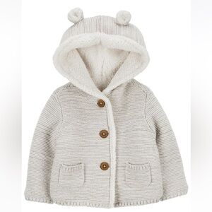 Cozy Cream Knit Kids Jacket with Hood